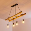 Suspension Palmetto Bois clair, Noir, 4 lumières