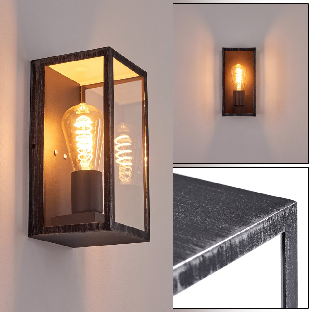 Applique murale d'extérieur Hamra Noir, Argenté, 1 lumière main product photo