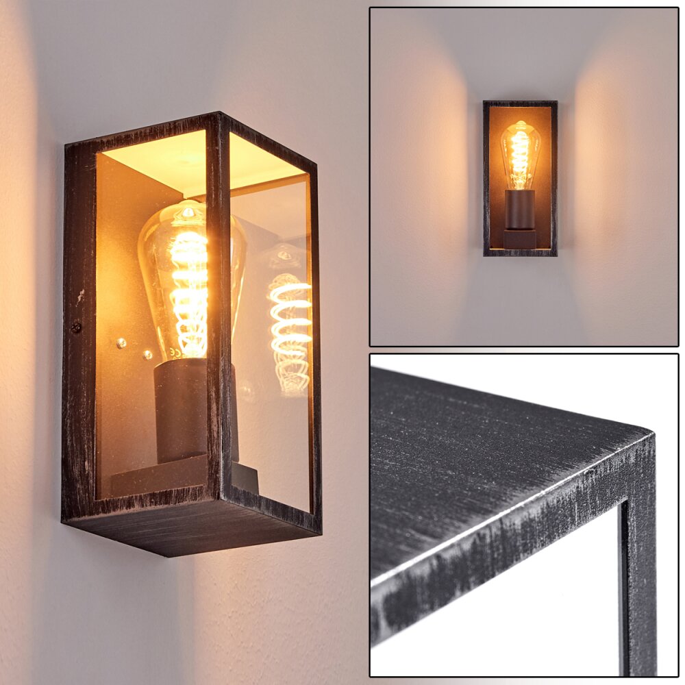 Applique murale d'extérieur Hakkas Noir, Argenté, 1 lumière main product photo