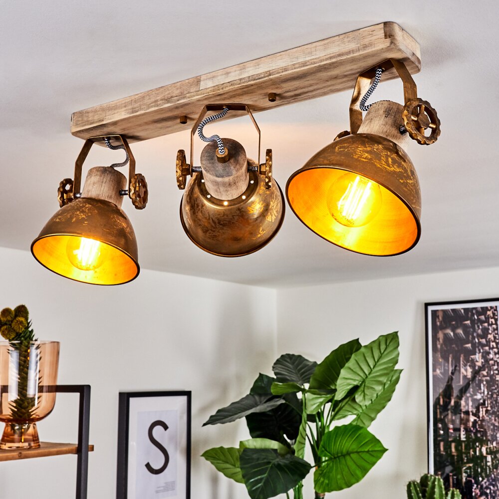 Plafonnier Orny Bronze, Bois clair, 3 lumières main product photo