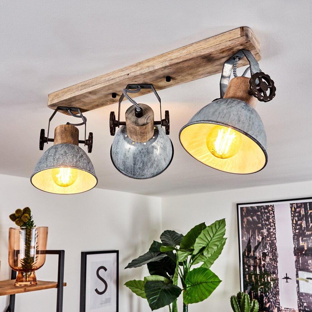 Plafonnier Orny Bois clair, Argenté, 3 lumières main product photo