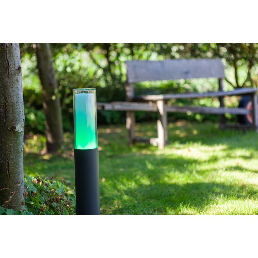 Borne lumineuse Lutec DROPA LED Anthracite, 1 lumière, Changeur de couleurs main product photo