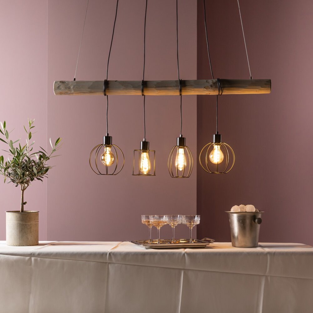 Suspension Brilliant Karlen Gris, Noir, 4 lumières main product photo