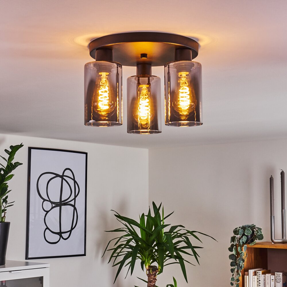 Plafonnier Hunouri Noir, 3 lumières main product photo