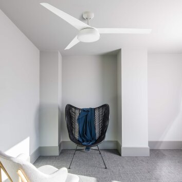 Ventilateur de plafond Faro Barcelona Vulcano LED Blanc, 1 lumière, Télécommandes