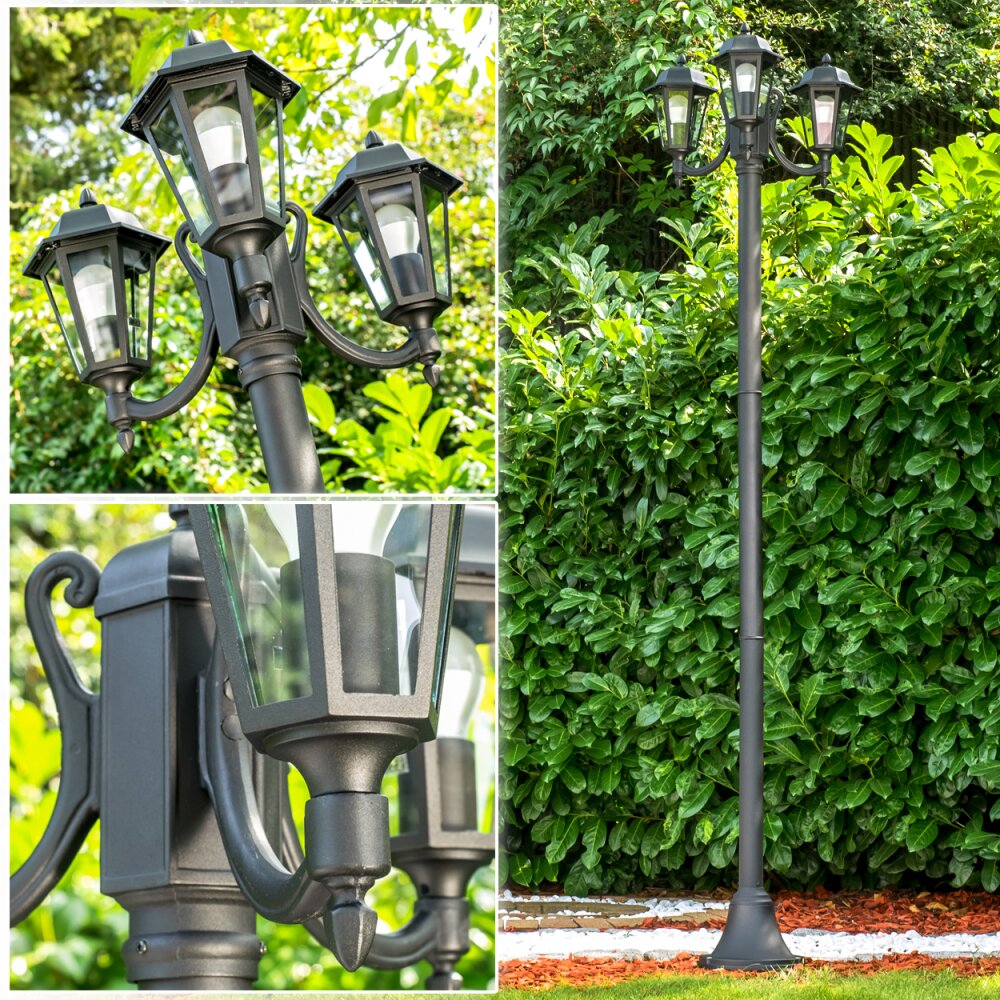 Réverbère NATAL Noir, 3 lumières main product photo
