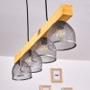 Suspension Camotes Bois clair, Nickel mat, 4 lumières