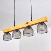 Suspension Camotes Bois clair, Nickel mat, 4 lumières