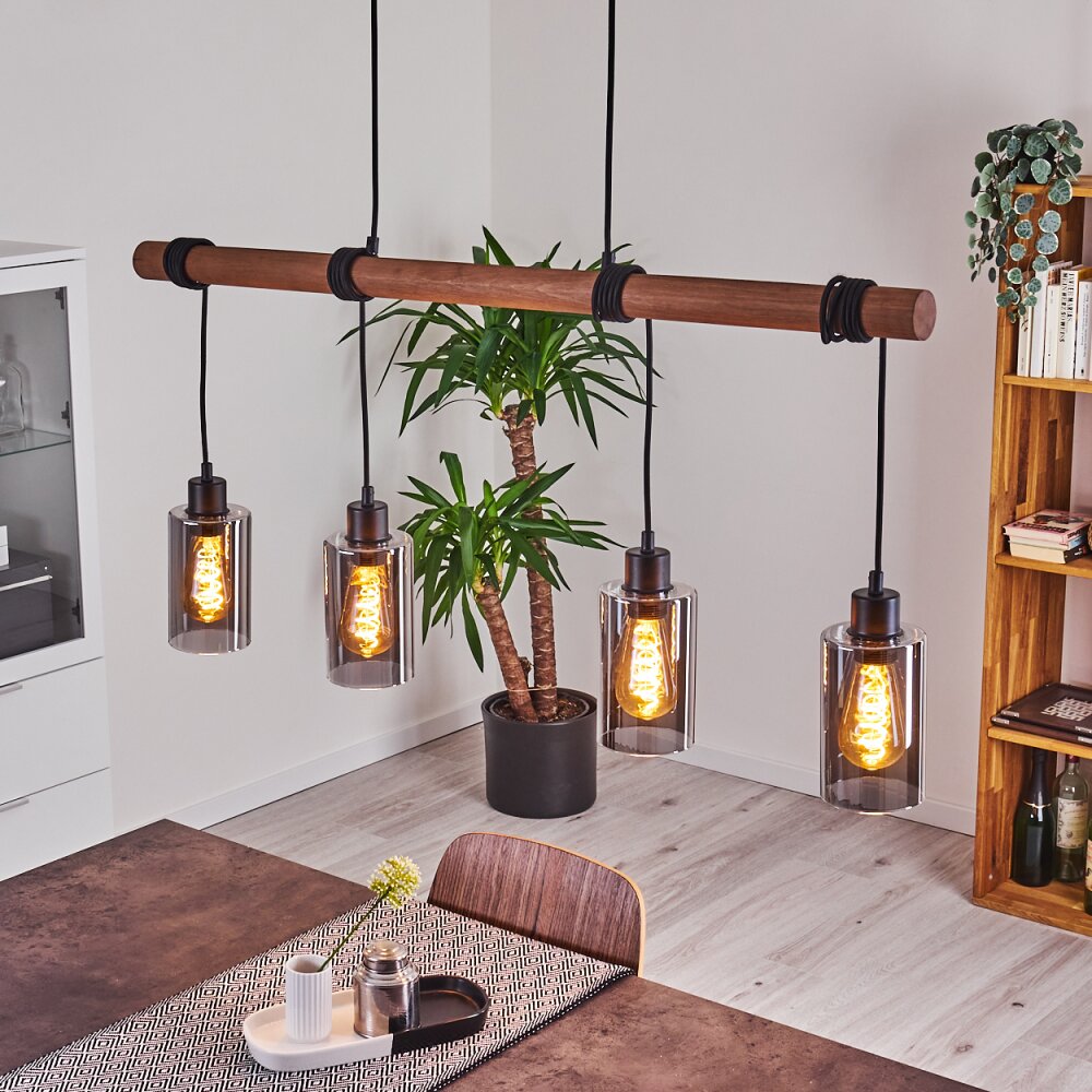 Suspension Hunouri Bois foncé, Noir, 4 lumières main product photo