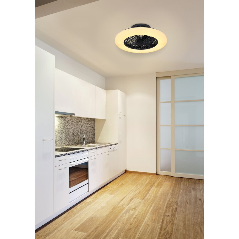 Ventilateur de plafond Globo TRAVO LED Noir, 1 lumière, Télécommandes main product photo