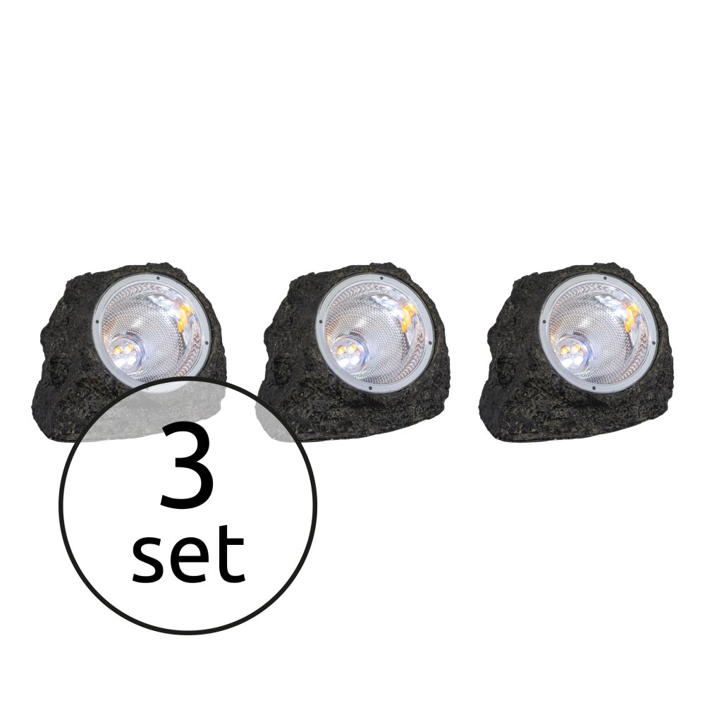 Set de lampes rocaille Globo SOLAR LED Gris, 3 lumières main product photo