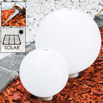 Set de boules lumineuses solaires LED Acier inoxydable, 2 lumières