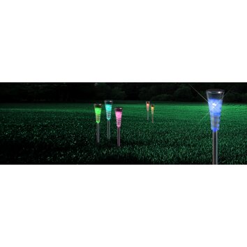 Lot de 5 bornes d'éclairage Globo VENTA LED Clair, 1 lumière, Changeur de couleurs