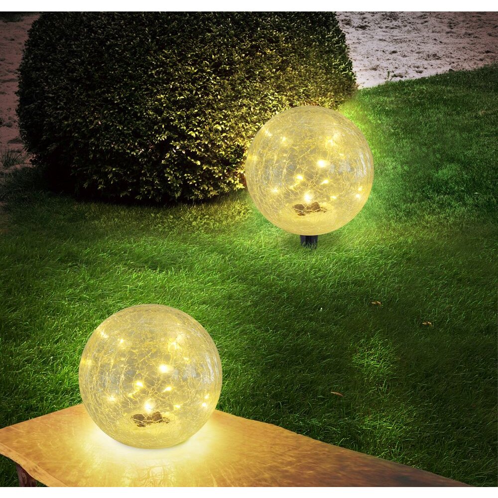 Lampe solaire Globo FROST LED Noir, 15 lumières main product photo
