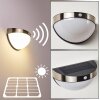 Lampe solaire Basra LED Chrome, 1 lumière, Détecteur de mouvement