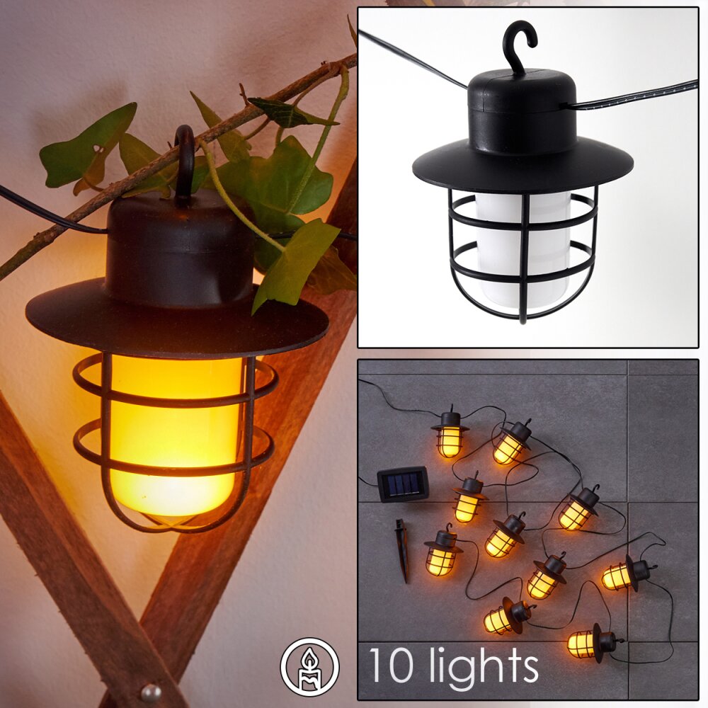 Guirlande Pozzuoli LED Noir, Blanc, 10 lumières main product photo