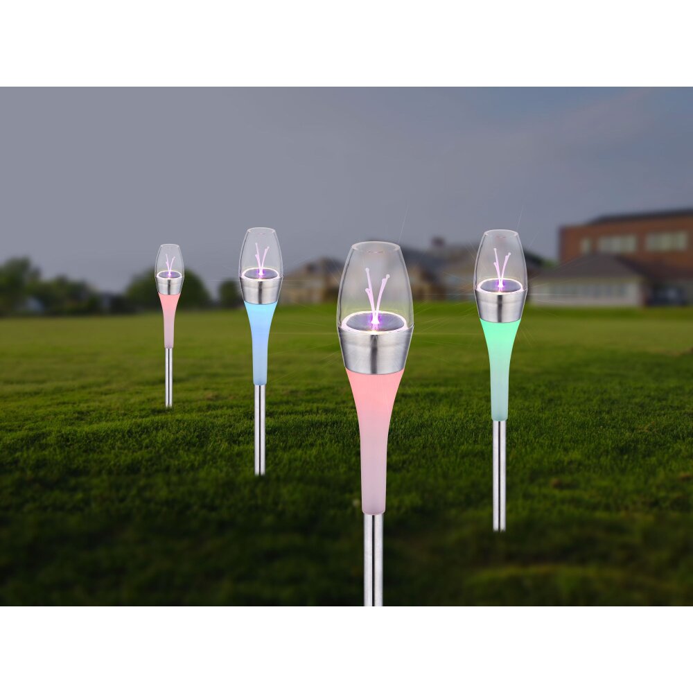 lampe solaire Globo LED Acier inoxydable, 2 lumières, Changeur de couleurs main product photo