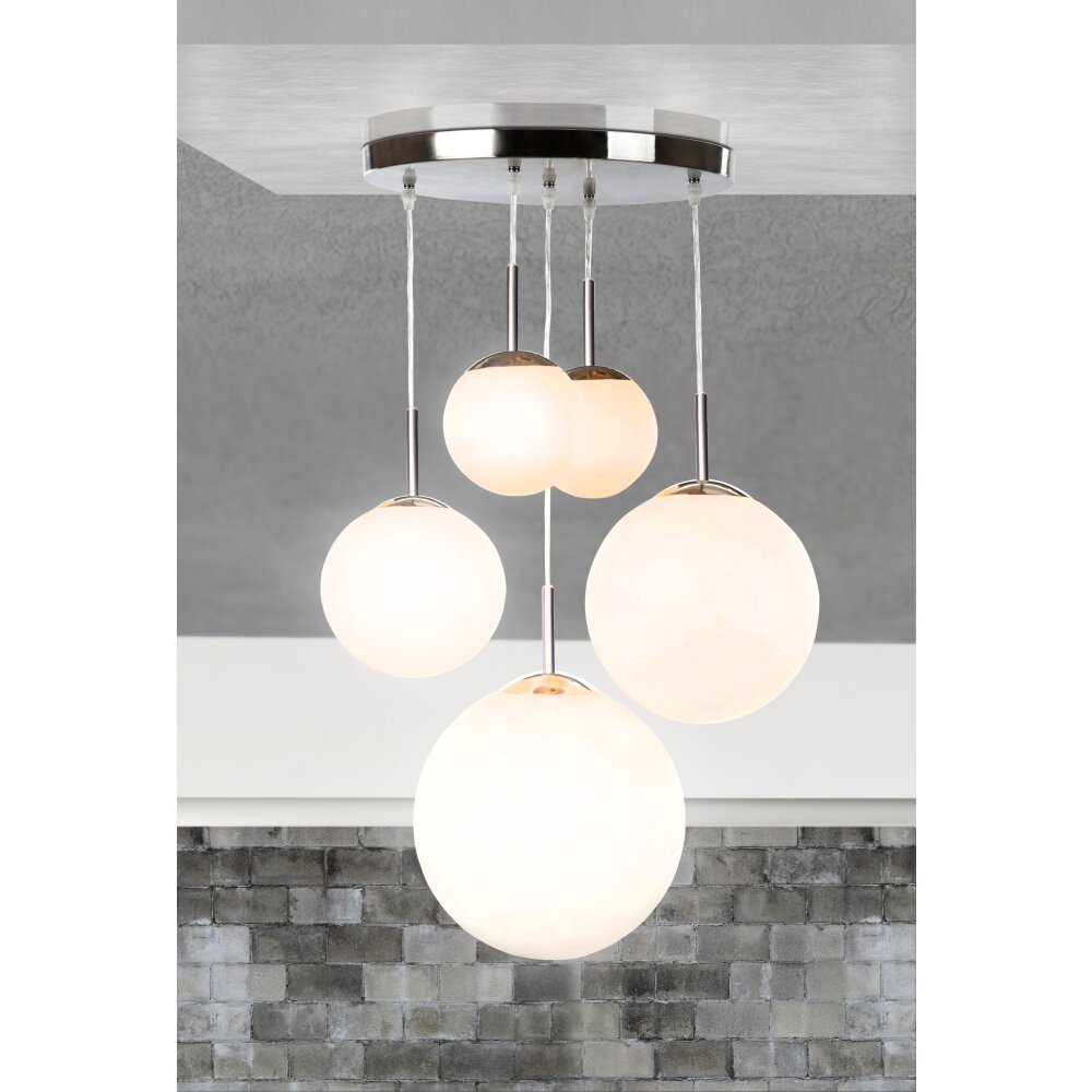 Suspension Globo BALLA Nickel mat, 2 lumières main product photo