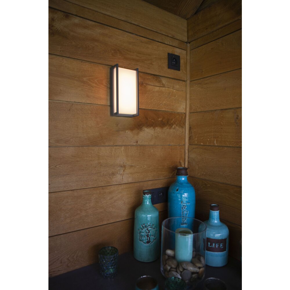 Applique murale d'extérieur Lutec Qubo LED Anthracite, 1 lumière, Changeur de couleurs main product photo