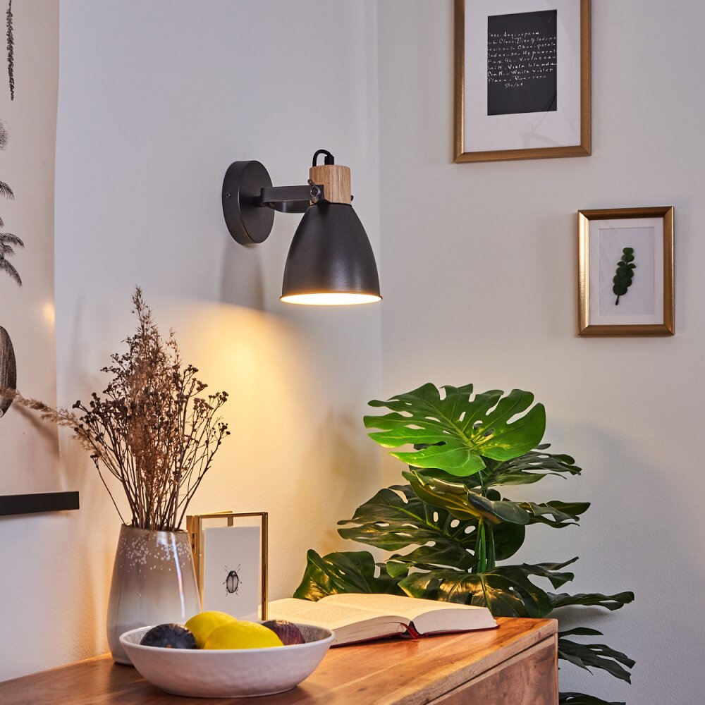 Applique murale Elm Anthracite, Bois clair, 1 lumière main product photo