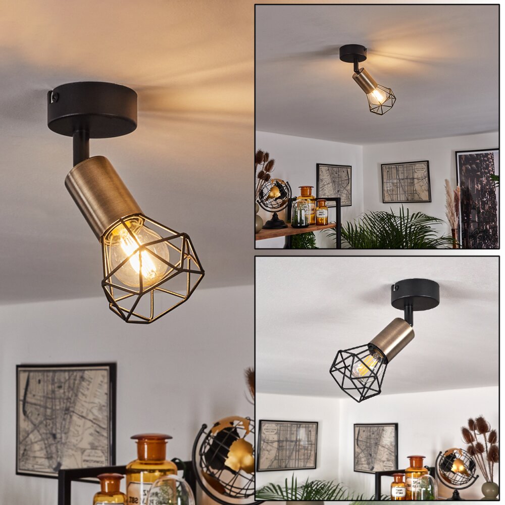Plafonnier Baripada Laiton, Noir, 1 lumière main product photo