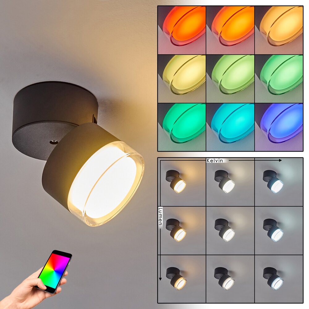 plafonnier extérieur Papagayos LED Anthracite, Blanc, 1 lumière, Changeur de couleurs main product photo