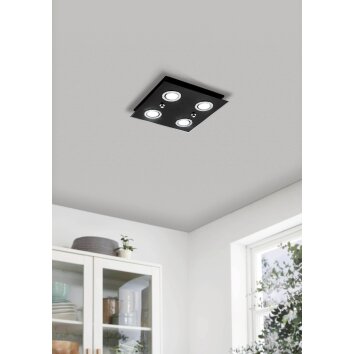 Plafonnier Eglo GRATTINO LED Noir, 4 lumières