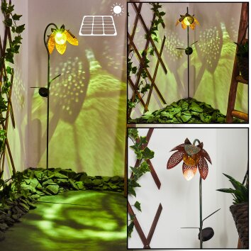 lampe solaire Taft LED Ambre, Vert, Cuivre, 1 lumière