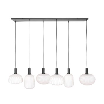 Suspension Steinhauer Verre Nervuré Noir, 6 lumières