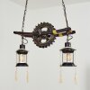Suspension Taktak Vieux laiton, Bois foncé, 2 lumières
