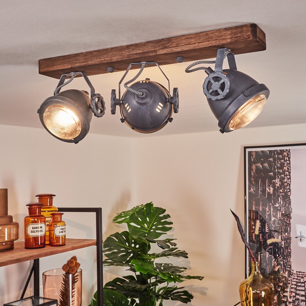 Plafonnier Herford Gris, Bois foncé, 3 lumières main product photo