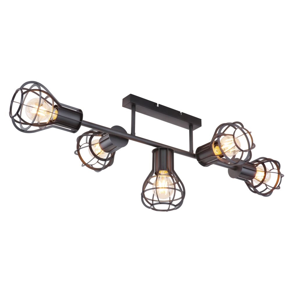 Plafonnier Globo CLASTRA Noir, 5 lumières main product photo