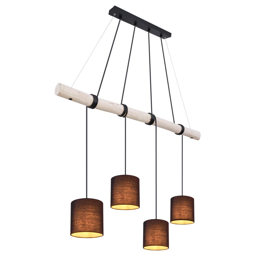 Suspension Globo ADA Bois clair, Noir, 4 lumières main product photo