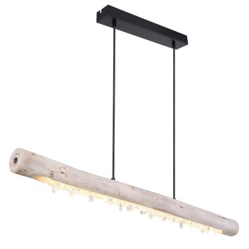 Suspension Globo FELICITAS LED Bois clair, Noir, 2 lumières