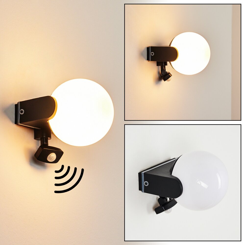 Applique murale d'extérieur Kalfhaga Noir, Blanc, 1 lumière, Détecteur de mouvement main product photo