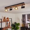 Plafonnier Giresta LED Bois foncé, Noir, 4 lumières