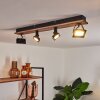 Plafonnier Giresta LED Bois foncé, Noir, 4 lumières