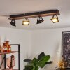 Plafonnier Giresta LED Bois foncé, Noir, 4 lumières