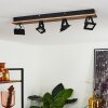 Plafonnier Giresta LED Bois foncé, Noir, 4 lumières