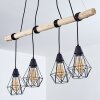 Suspension Betsele Bois clair, Noir, 4 lumières