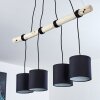 Suspension Betsele Bois clair, Noir, 4 lumières