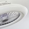 Ventilateur de plafond Piraeus LED Blanc, 1 lumière, Télécommandes, Changeur de couleurs