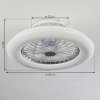 Ventilateur de plafond Piraeus LED Blanc, 1 lumière, Télécommandes, Changeur de couleurs