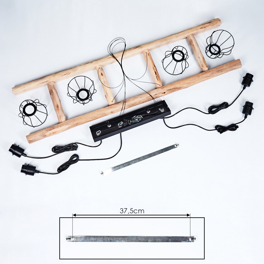 Suspension Gondo 3 Lampes Métal/Bois Noir/Marron - Luminaire Moderne 3xE27
