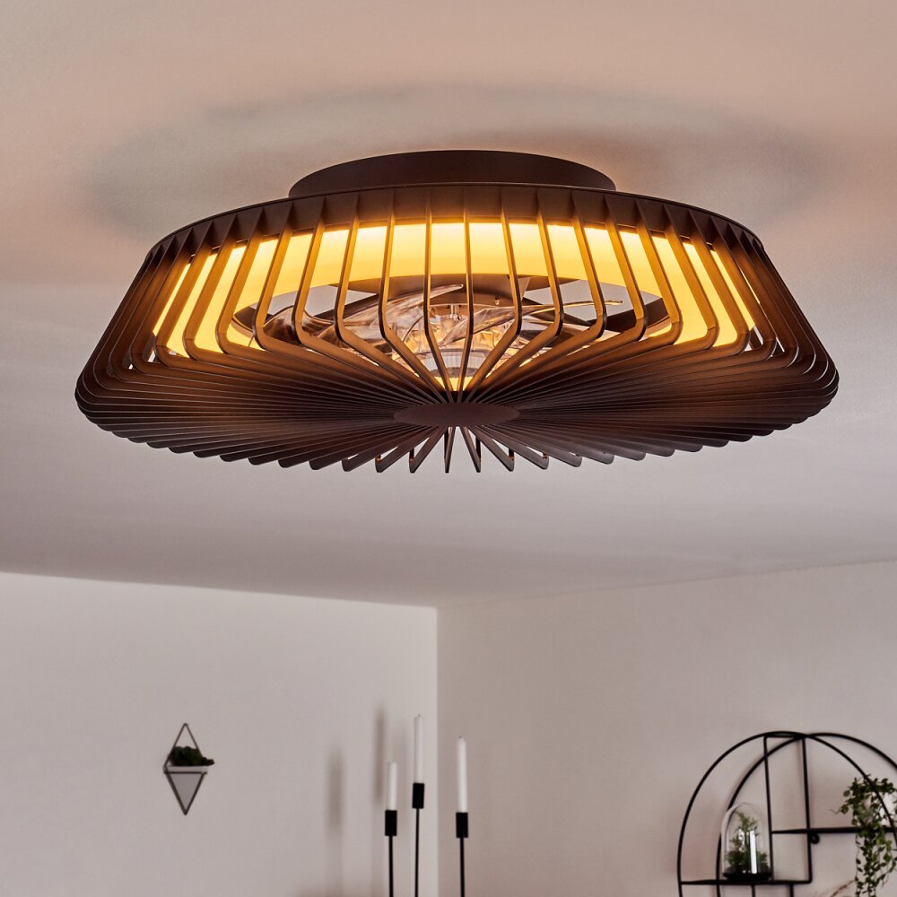 Lustre Ventilateur De Plafond Anyingkai Avec Télécommande, LED, 30W, Gris