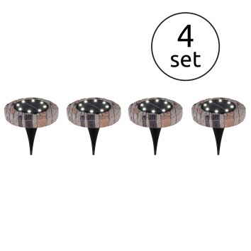 Lot de 4 lampes solaires Globo LED Gris, 8 lumières