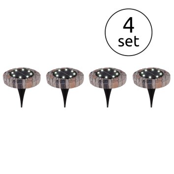 Lot de 4 lampes solaires Globo LED Gris, 8 lumières