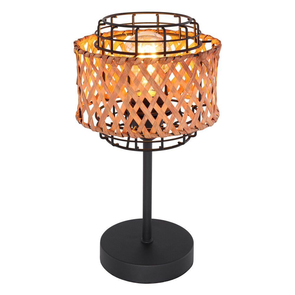 Lampe de table Globo GINA Bois foncé, Noir, 1 lumière main product photo