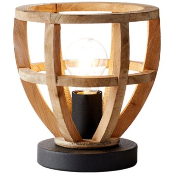 Lampe à poser Brilliant Matrix Wood Noir, 1 lumière