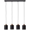 Suspension Brilliant Vonnie Bois clair, Noir, 4 lumières